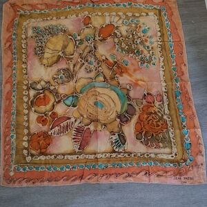 Vintage Jean Patou Floral Silk Scarf